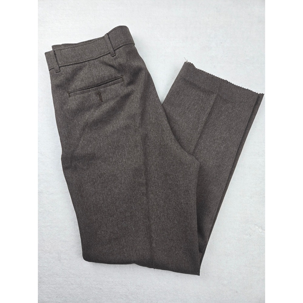 Levis Action Slacks Mens Brown Classic Fit Flat Front Wool Blend Size 34 Raw Hem